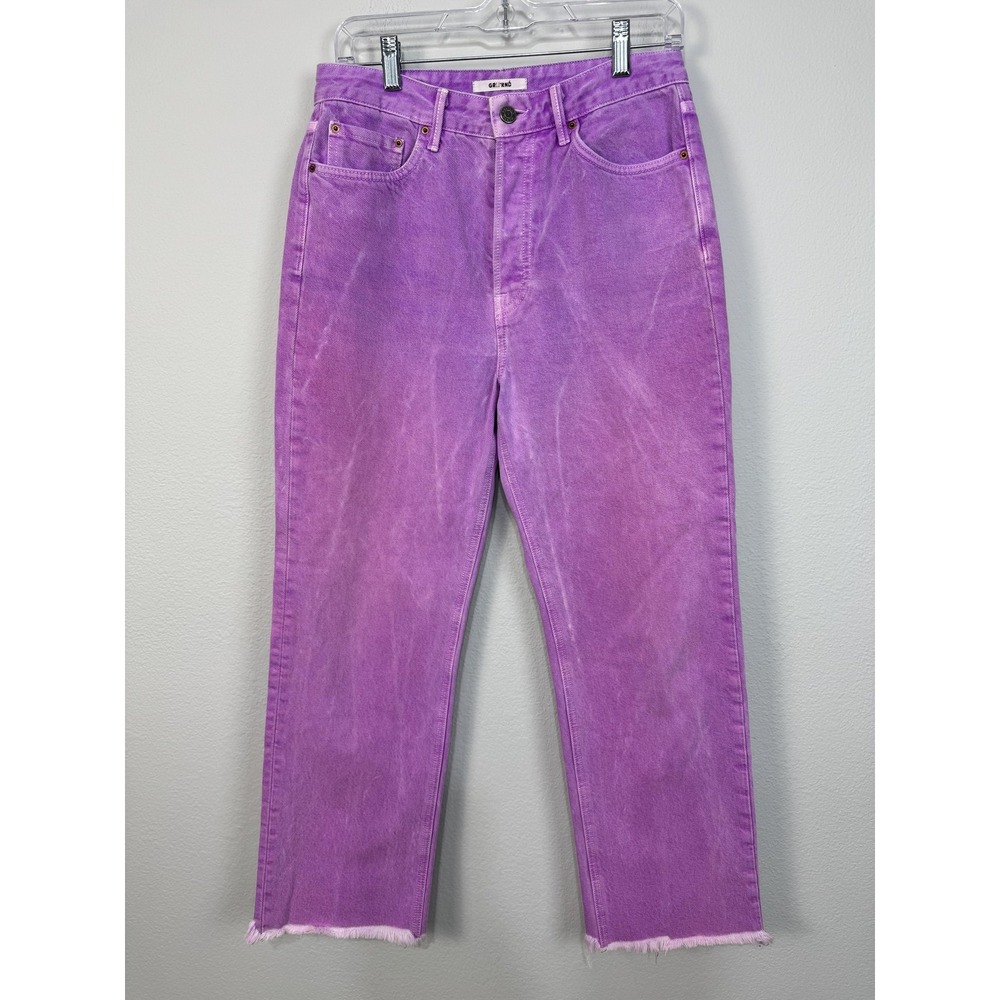 Grlfrnd Mica Crop Jeans Women's 29 Electric Purple High Rise Raw Hem Denim